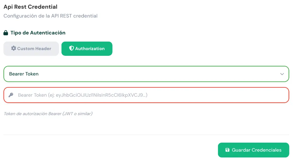 Configuración de credencial