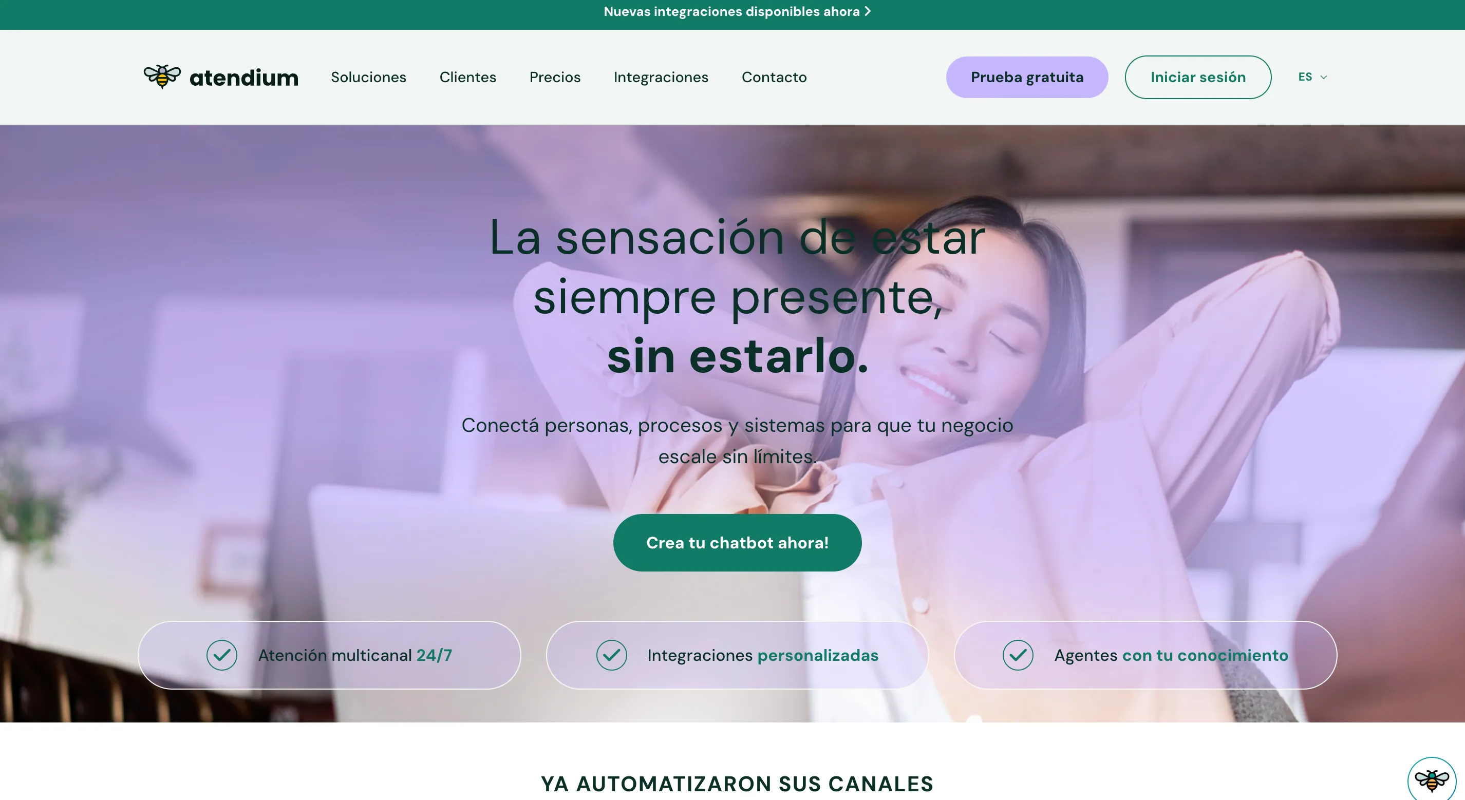 Dashboard de bienvenida Atendium
