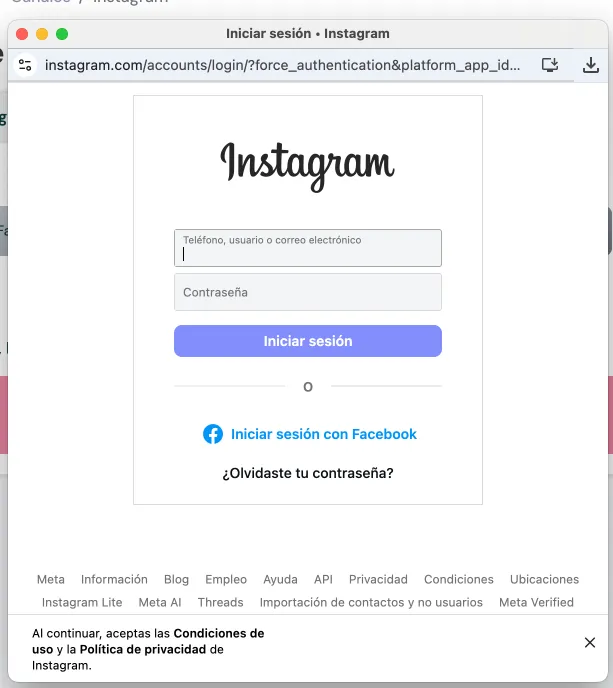 Autorización Facebook
