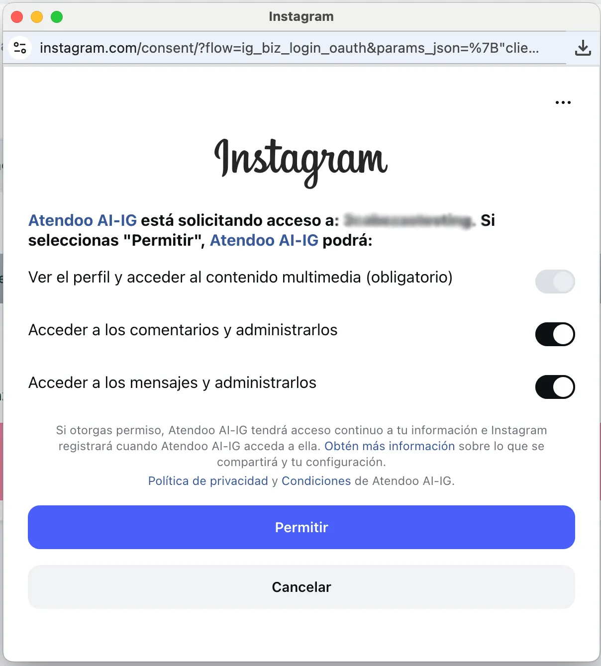 Selección de cuenta